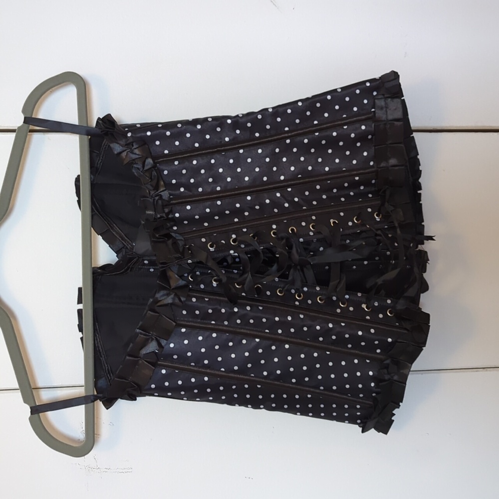 Black polka dot corset top - Picture 2 of 8